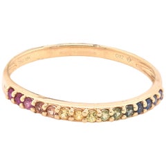 18 Karat Yellow Gold Rainbow Sapphire Band Ring
