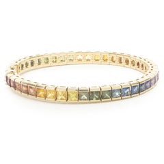 Armband aus 18 Karat Gelbgold mit Regenbogen-Saphir-Inline