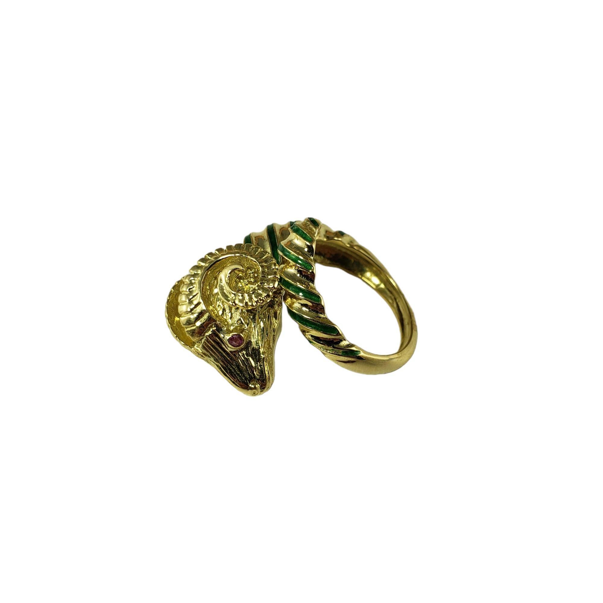  18 Karat Yellow Gold Ram Ring Size 7 #14931 1