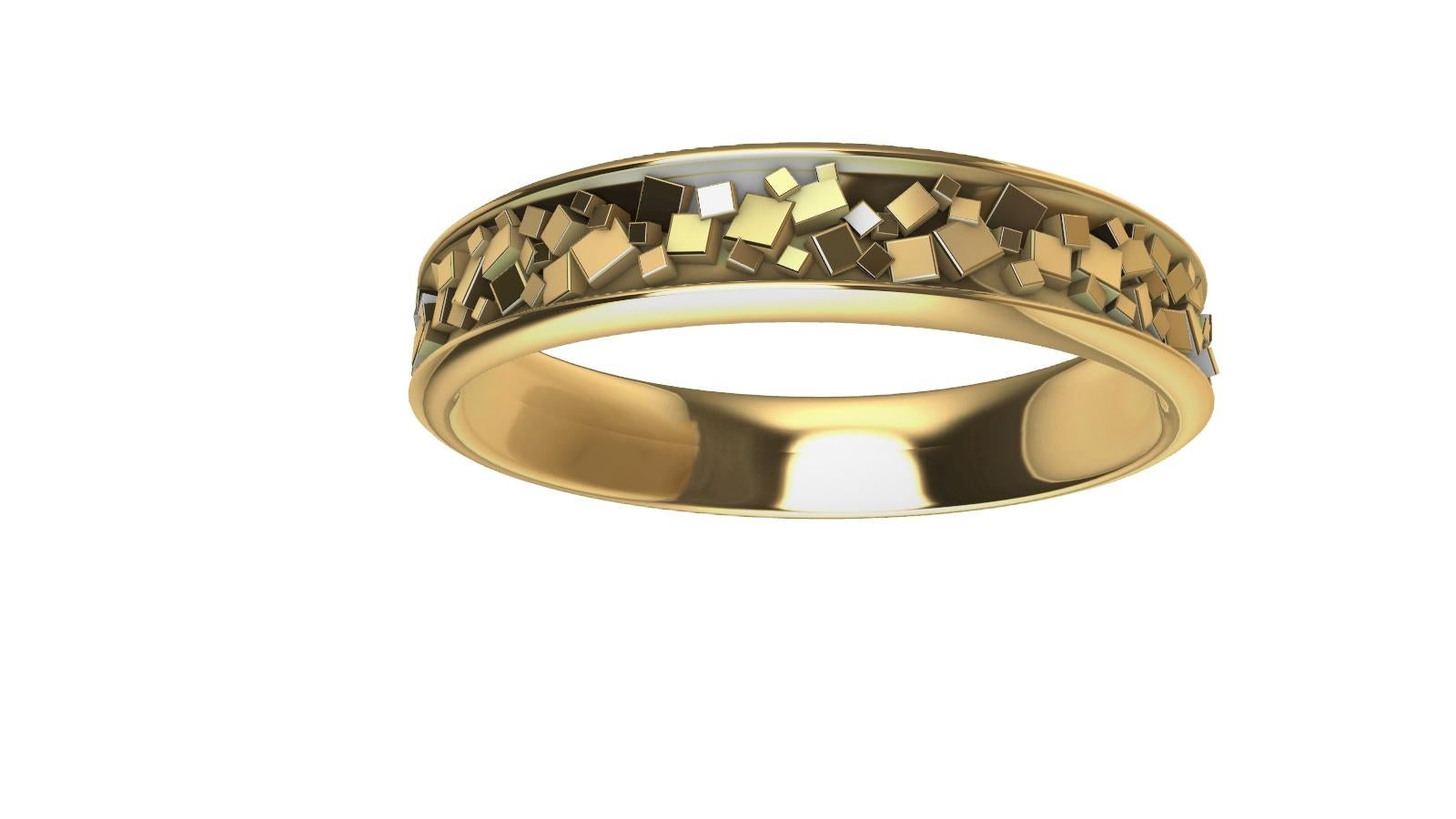 For Sale:  18 Karat Yellow Gold Random Box Womans Wedding Band 5