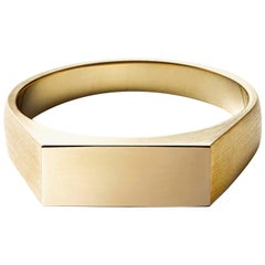 18 Karat Yellow Gold Rectangle Signet Ring Small #3～#12