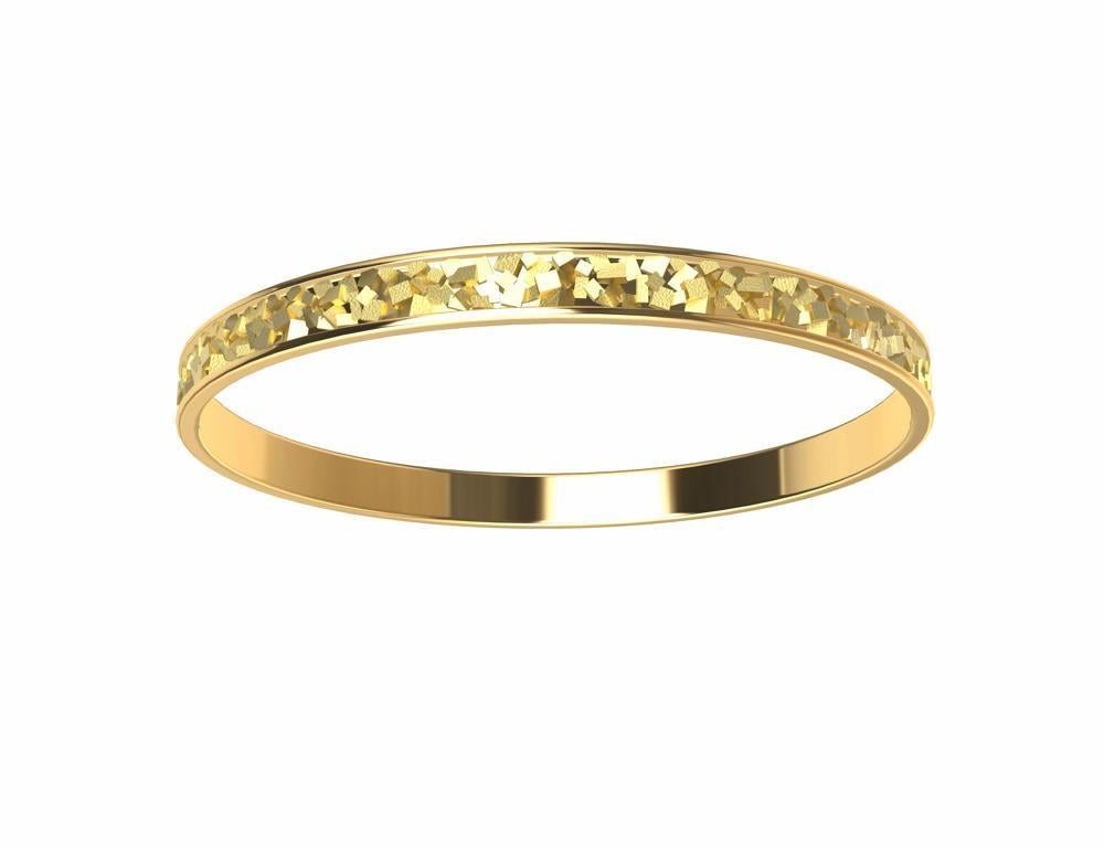 Bracelet jonc rectangulaire en or jaune 18 carats Unisexe en vente