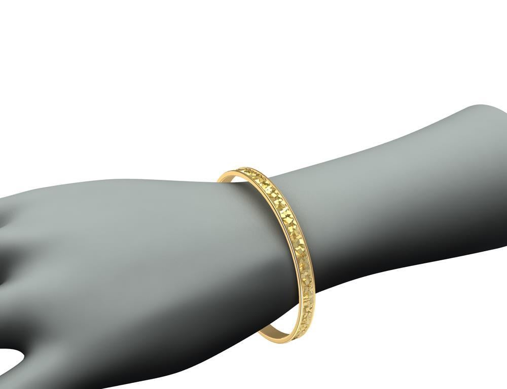 18 Karat Yellow Gold Rectangles Bangle Bracelet For Sale 2