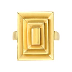 18 Karat Yellow Gold Rectangular Steppe Ring by Cartier, circa 1970s