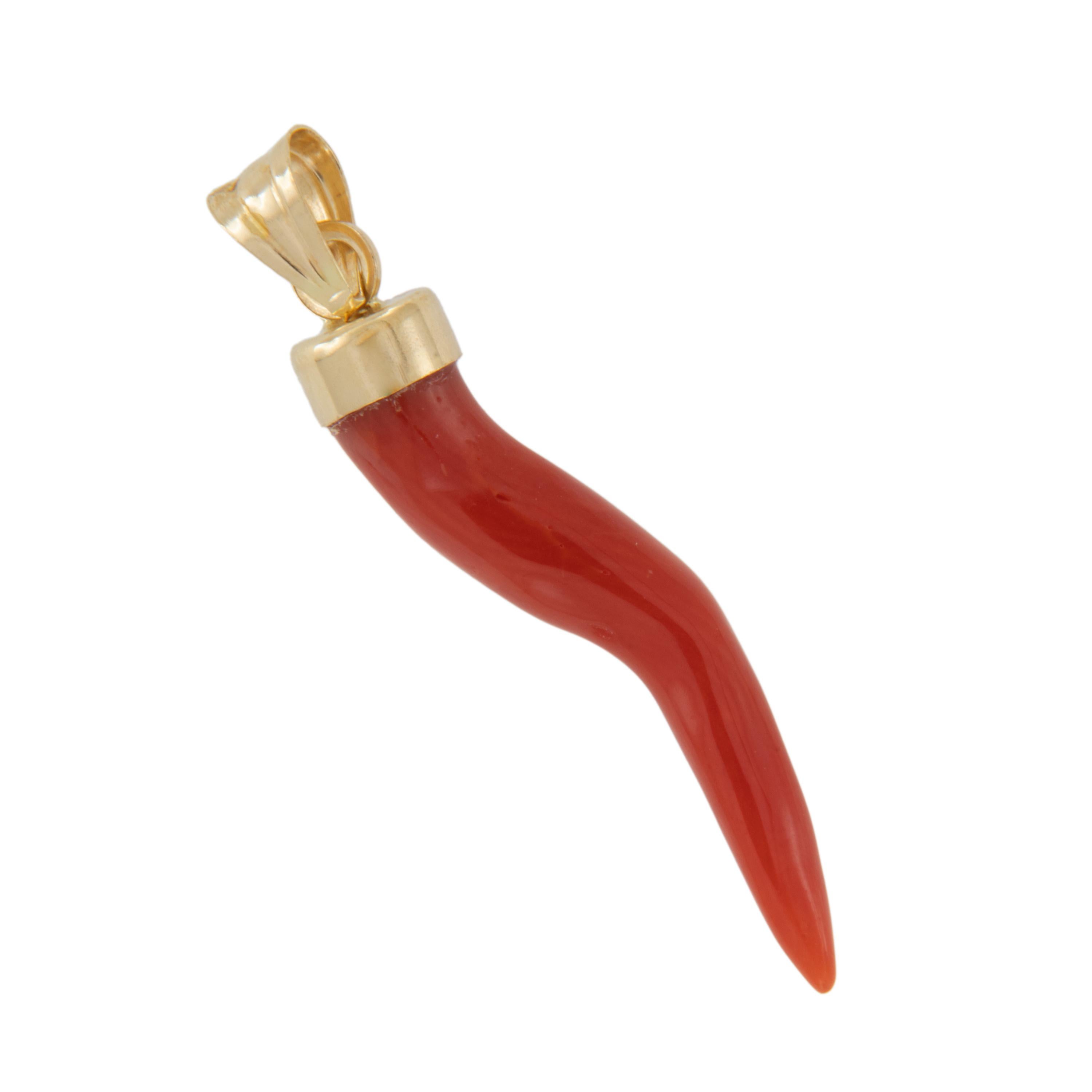 red coral horn pendant