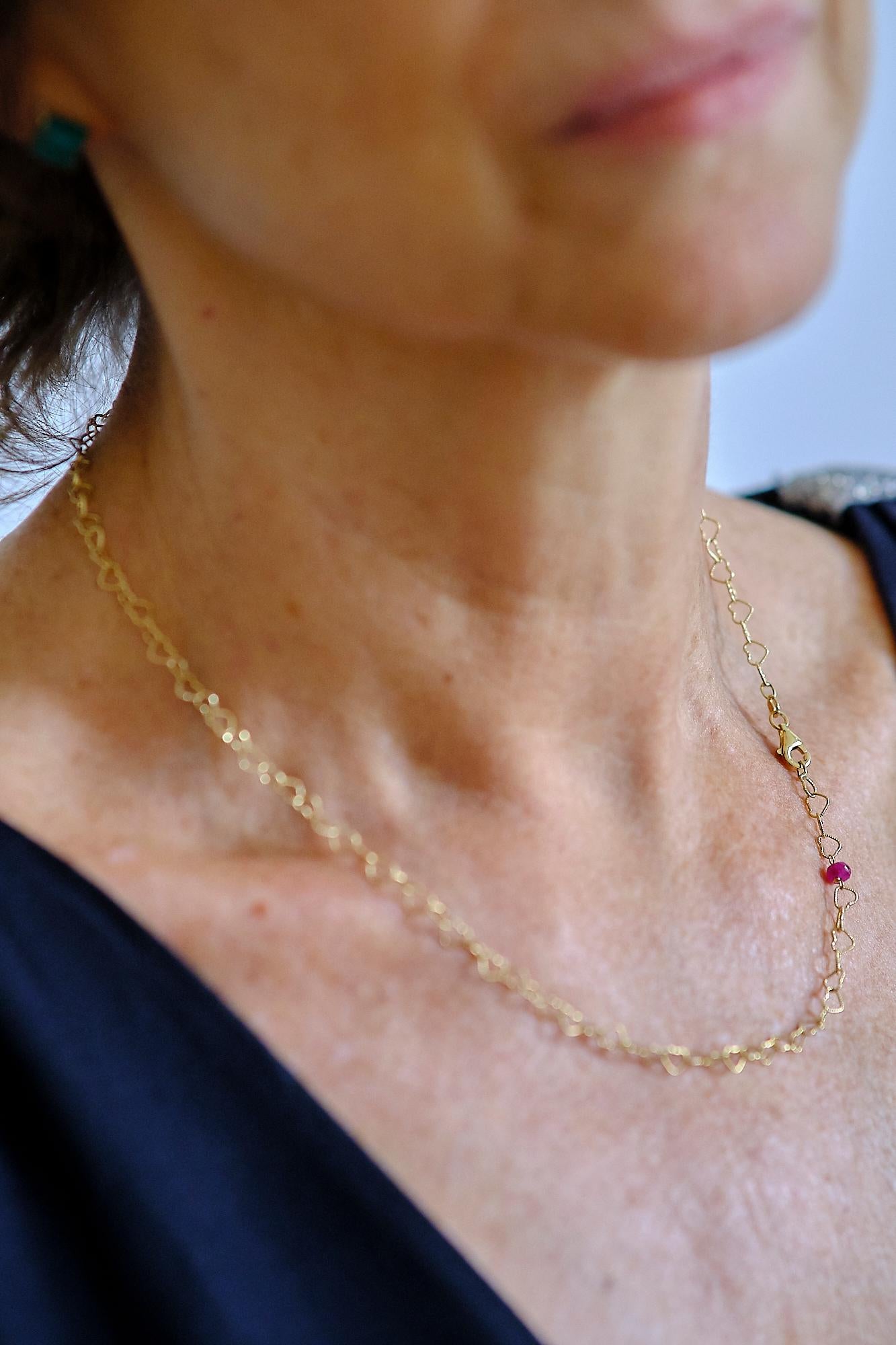 Ready to ship. Rossella Ugolini Design Collection , 18 Karat Yellow Gold Red Ruby Slightly Hammered 
