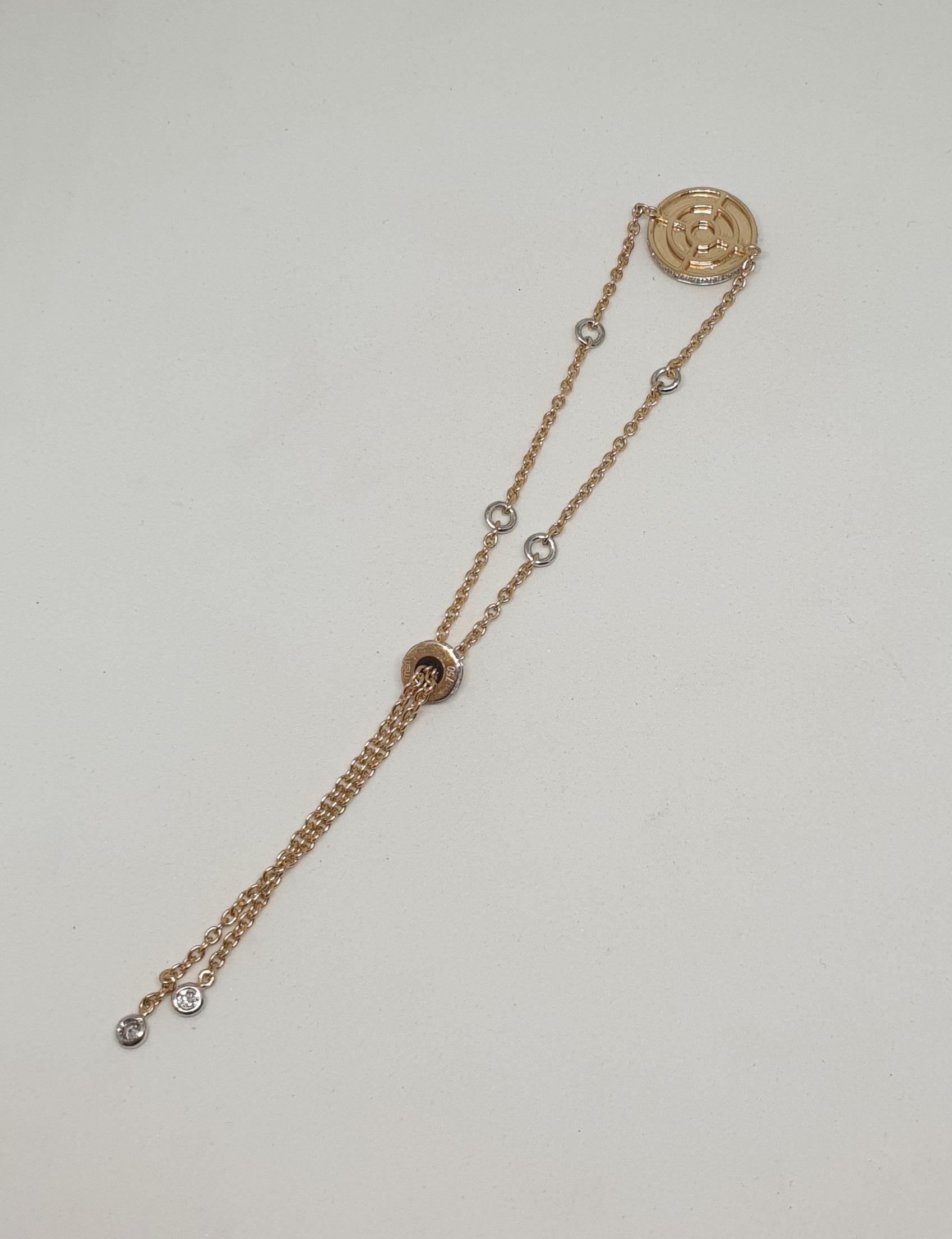 Modern 18 Karat Yellow Gold, Rhodium Plated Brilliant Cut Chain Bracelet For Sale