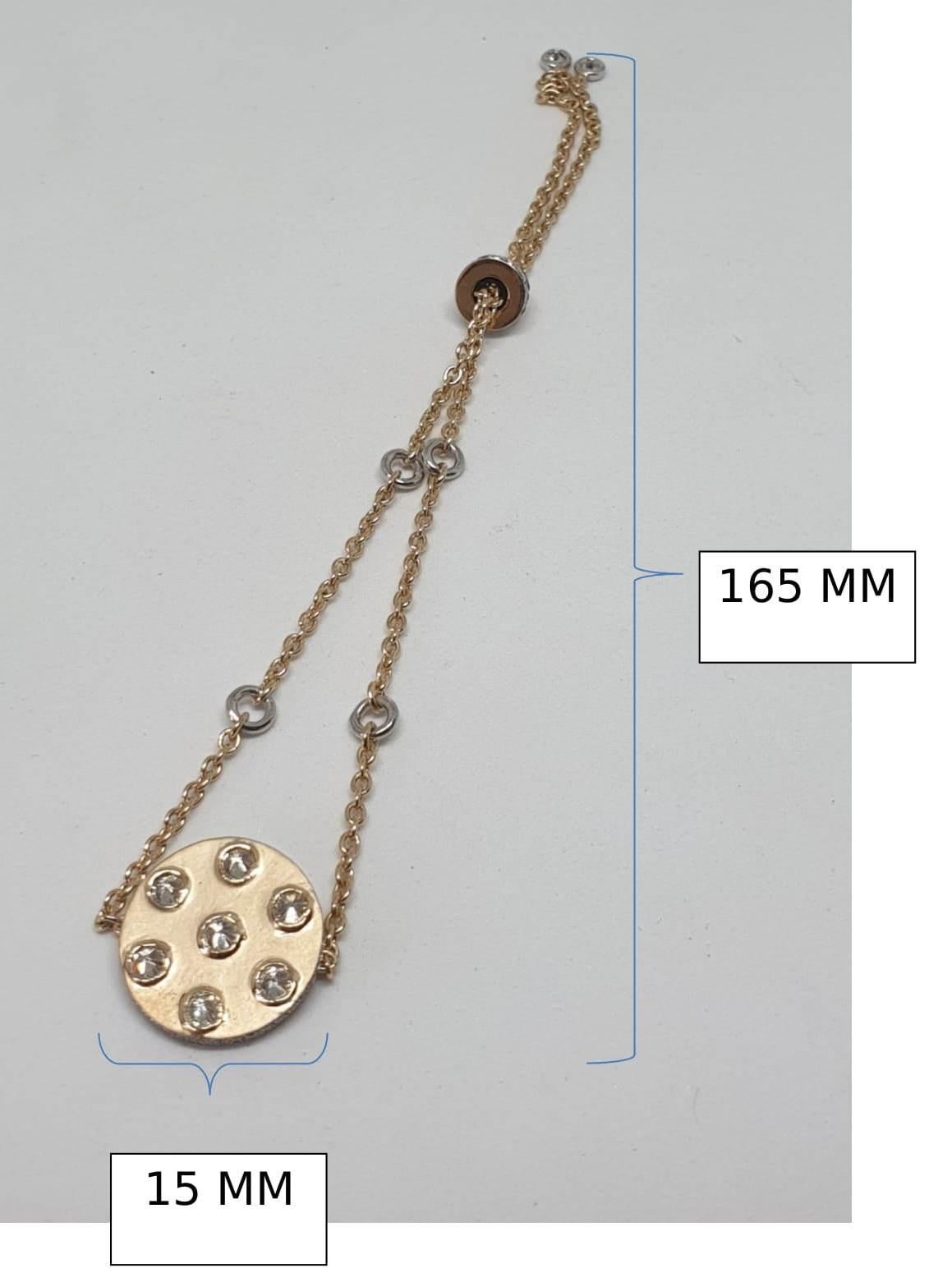18 Karat Yellow Gold, Rhodium Plated Brilliant Cut Chain Bracelet For Sale 1