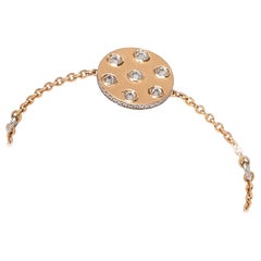 18 Karat Yellow Gold, Rhodium Plated Brilliant Cut Chain Bracelet