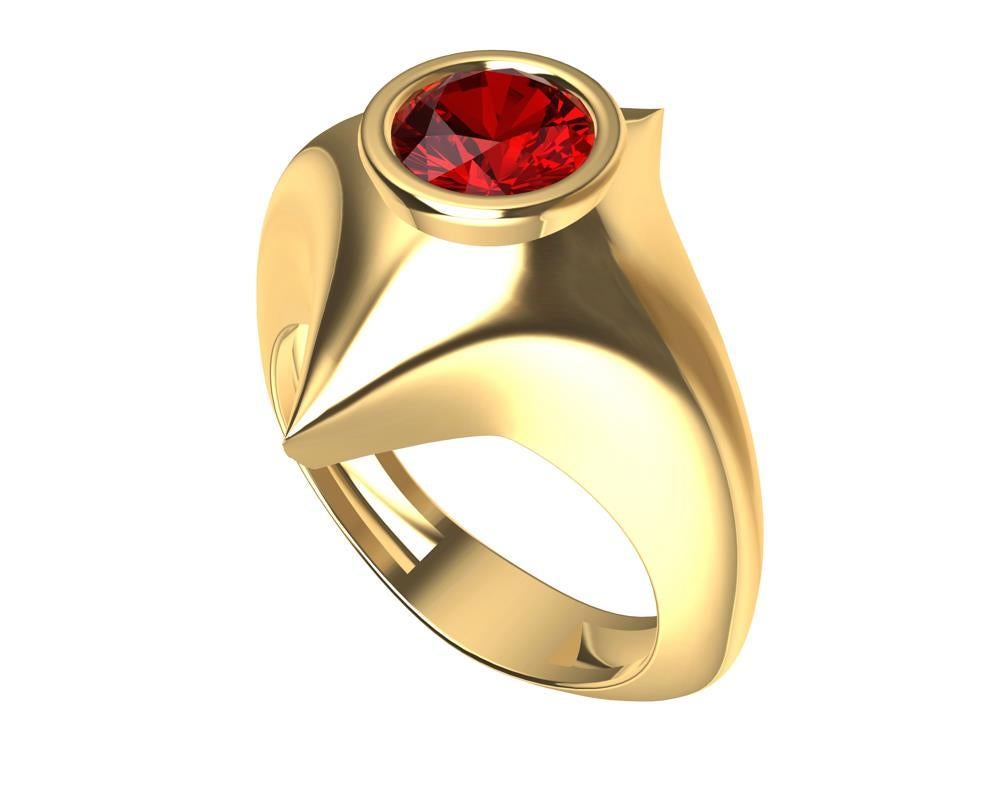 18 Karat Yellow Gold Rhombus Ruby 1.13 Carat Sculpture Ring 2