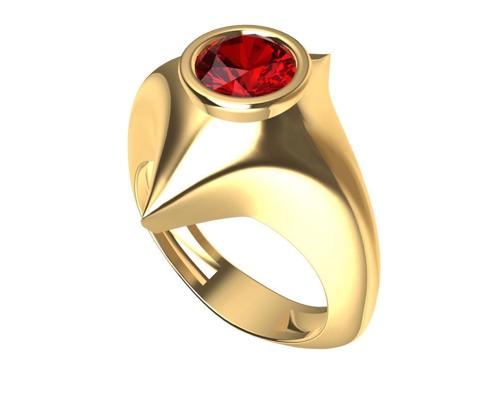 For Sale:  18 Karat Yellow Gold Rhombus Ruby 1.13 Carat Sculpture Ring 2