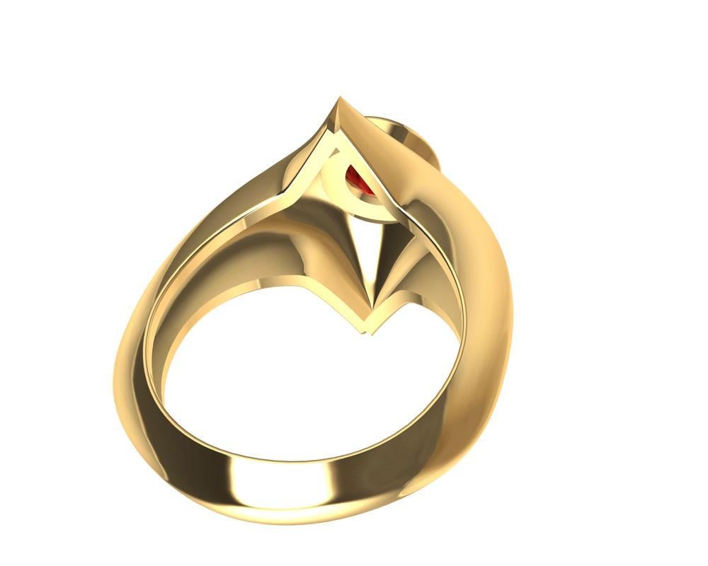 For Sale:  18 Karat Yellow Gold Rhombus Ruby 1.13 Carat Sculpture Ring 6