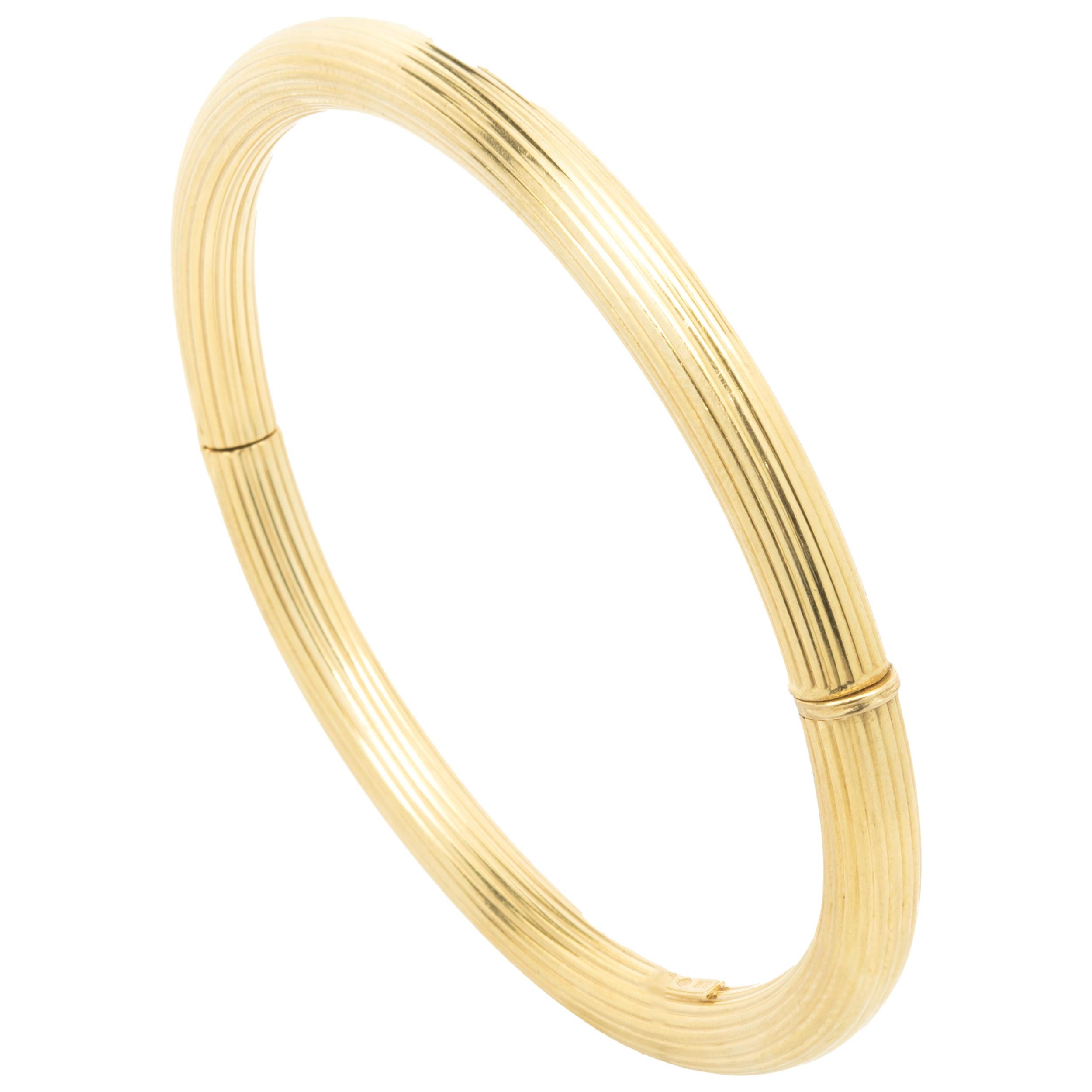 18 Karat Gelbgold gerippter Armreif Damen