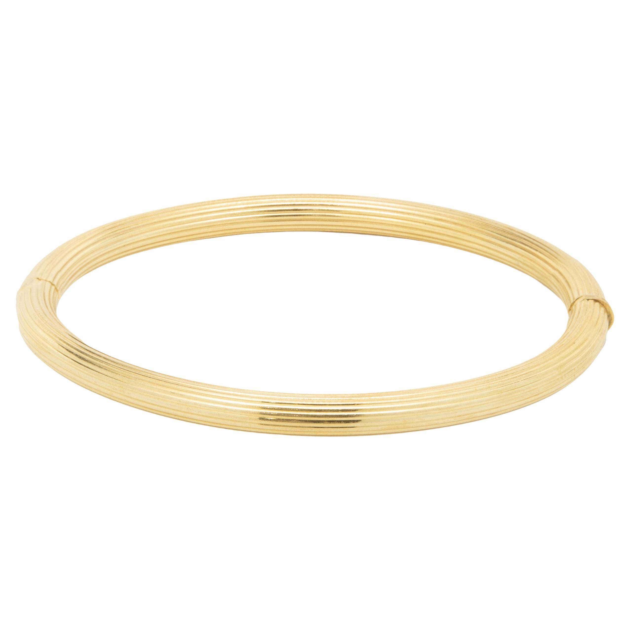 18 Karat Gelbgold gerippter Armreif