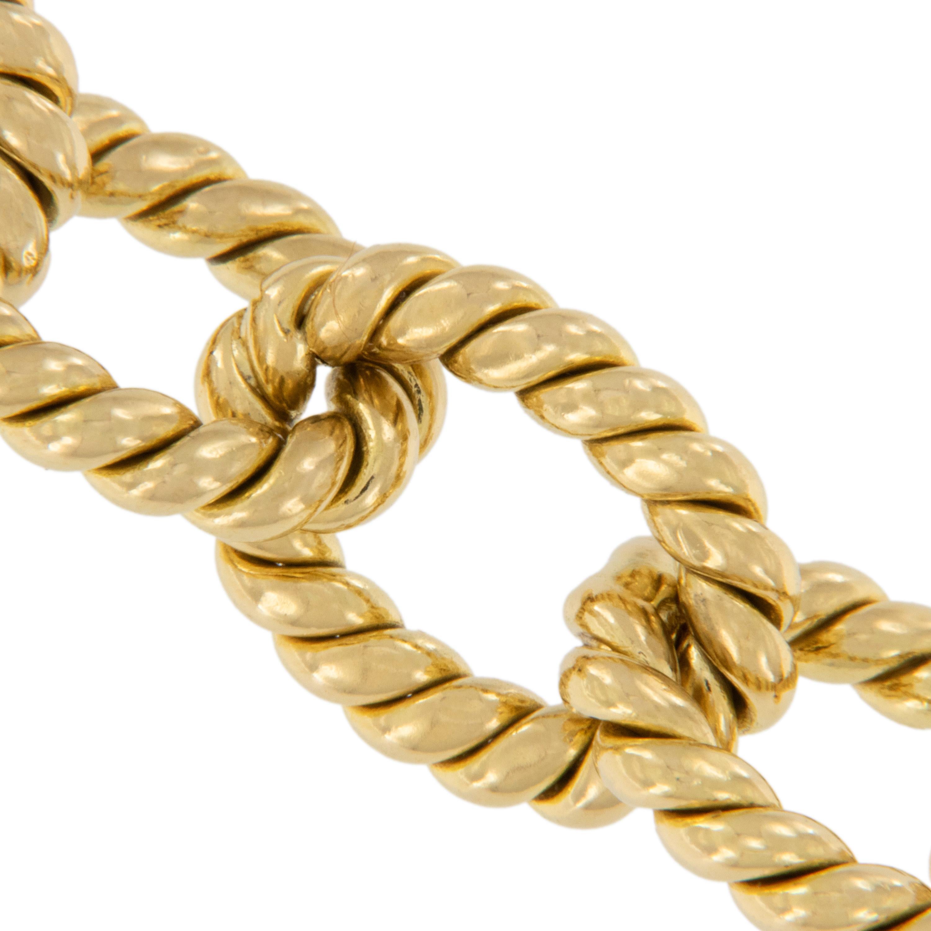 18 Karat Yellow Gold Ribbed Cable Link Bracelet In New Condition For Sale In Troy, MI