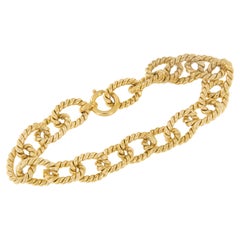 18 Karat Yellow Gold Ribbed Cable Link Bracelet