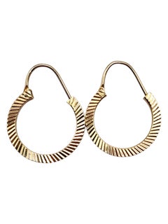 18 Karat Gelbgold gerippte Kreis-Ohrringe #20451