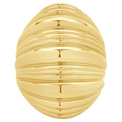 18 Karat Yellow Gold Ribbed Dome Ring