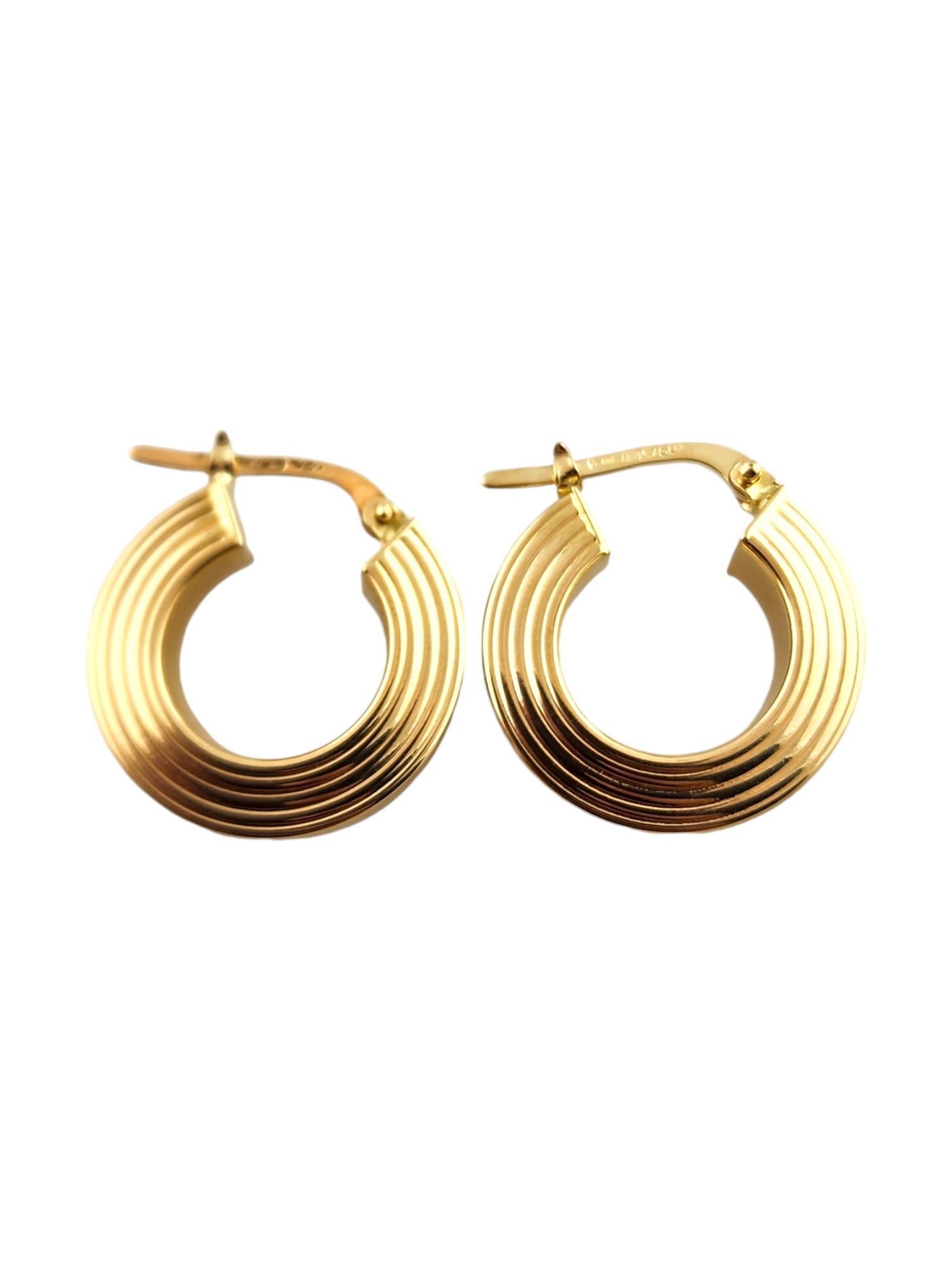 Women's 18 Karat Yellow Gold Ribbed Hoop Earrings #18488