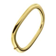 Retro 18 Karat Yellow Gold Rigid Cuff Bracelet Handcrafted in Italy