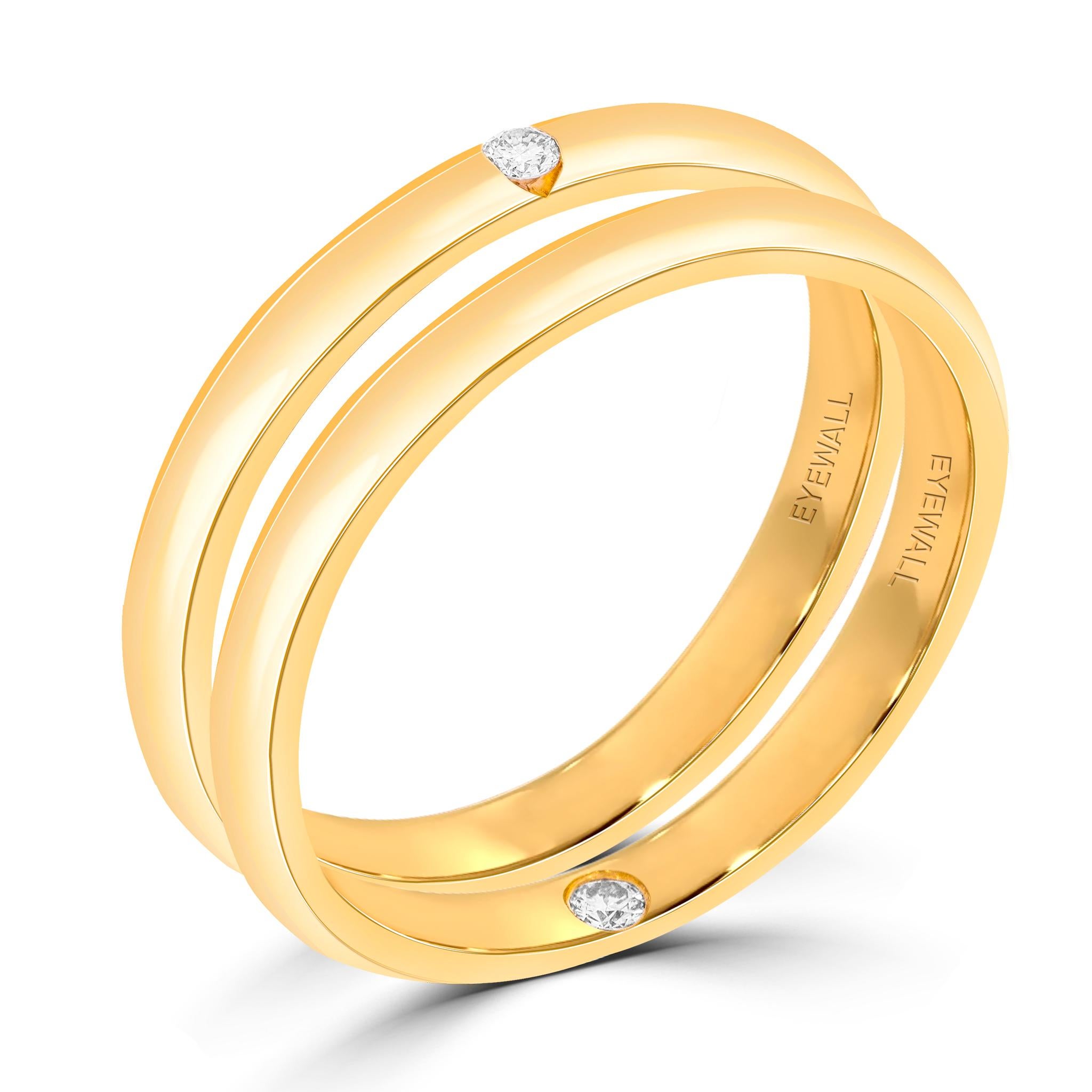 Bague en or jaune 18 carats avec insert de diamants Unisexe en vente
