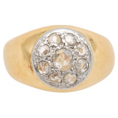 Ring aus 18 Karat Gelbgold - Diamant im Rosenschliff - Patina Bombé Zigeunerring mit Facette