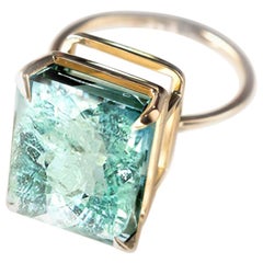 Eighteen Karat Yellow Gold Engagement Ring with Neon Paraiba Tourmaline