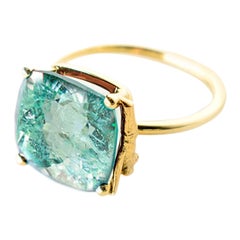 Bague en or jaune 18 carats avec tourmaline Paraiba néon