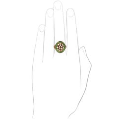 18 Karat Yellow Gold Ring with Black Diamonds and Tsavorites