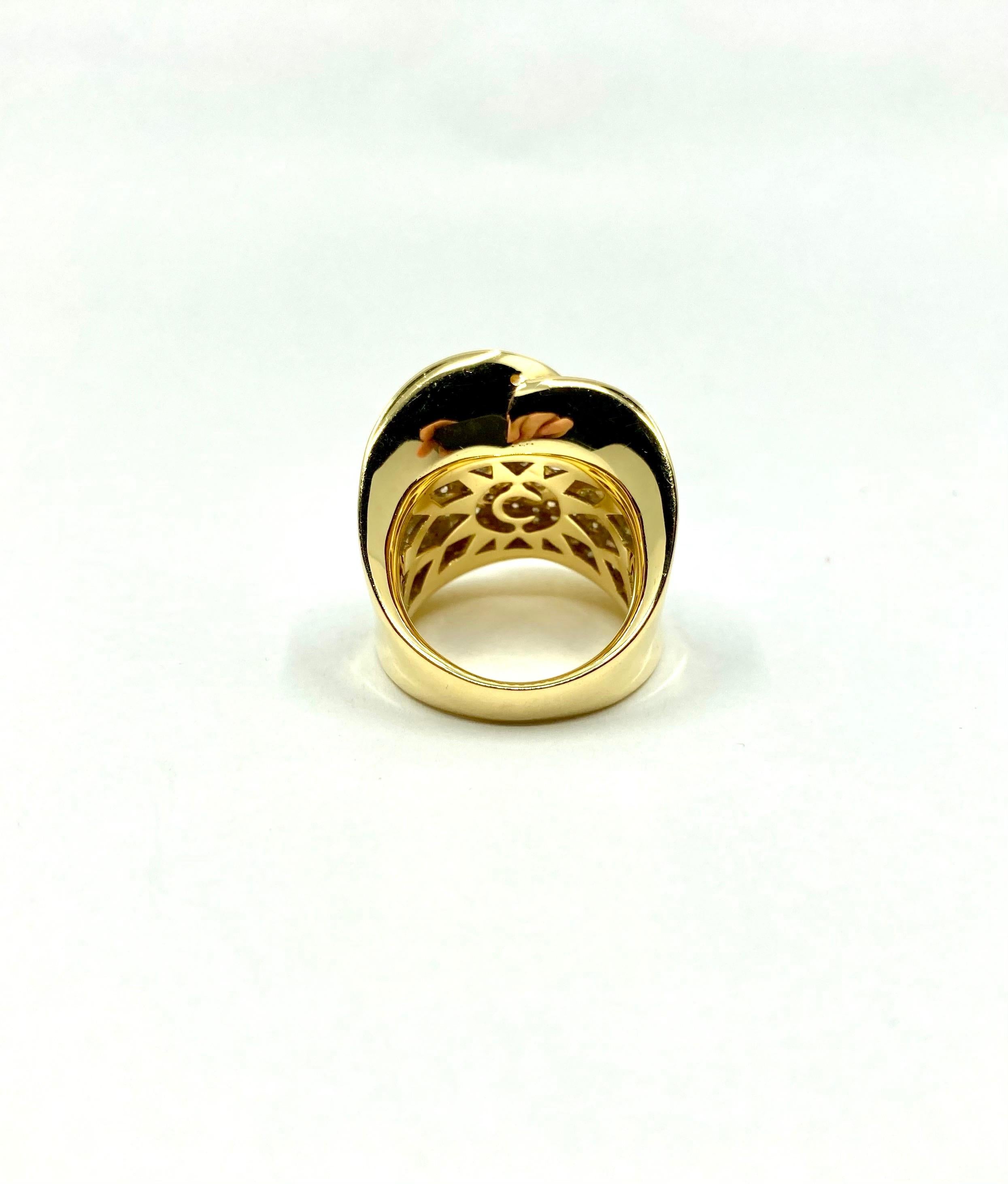 18 Karat Yellow Gold Italian Ring, with Brown Diamonds For Sale 4