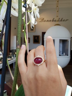 18 karat yellow gold ring with pink tourmaline, Key of Amsterdam Collection
