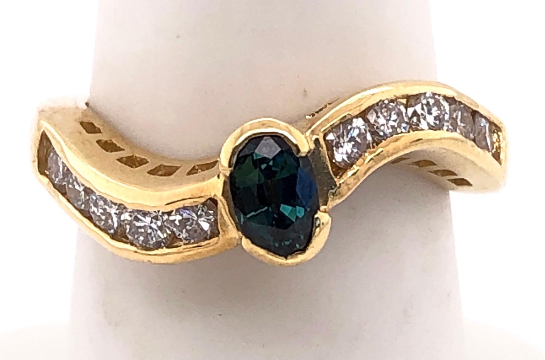18 Karat Yellow Gold Ring with Sapphire Center and Diamond Accents 0.80 TDW For Sale 5