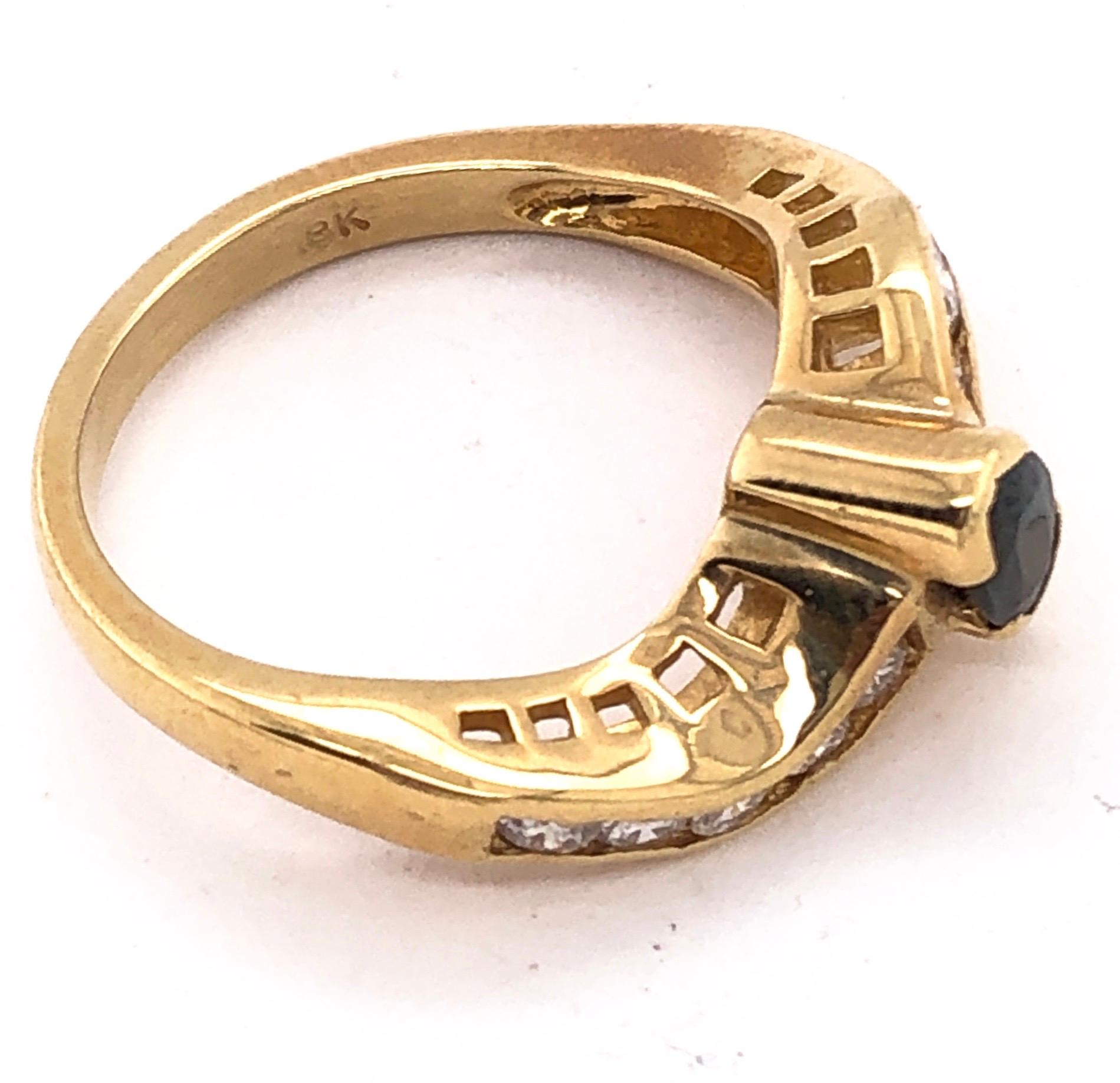 18 Karat Yellow Gold Ring with Sapphire Center and Diamond Accents 0.80 TDW For Sale 6
