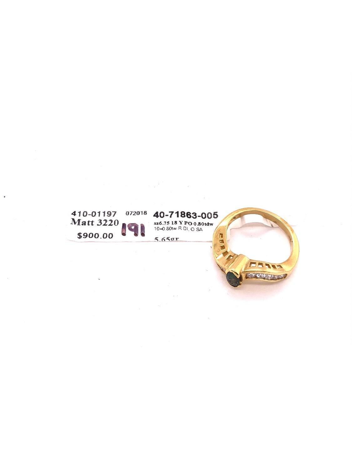 18 Karat Yellow Gold Ring with Sapphire Center and Diamond Accents 0.80 TDW For Sale 8