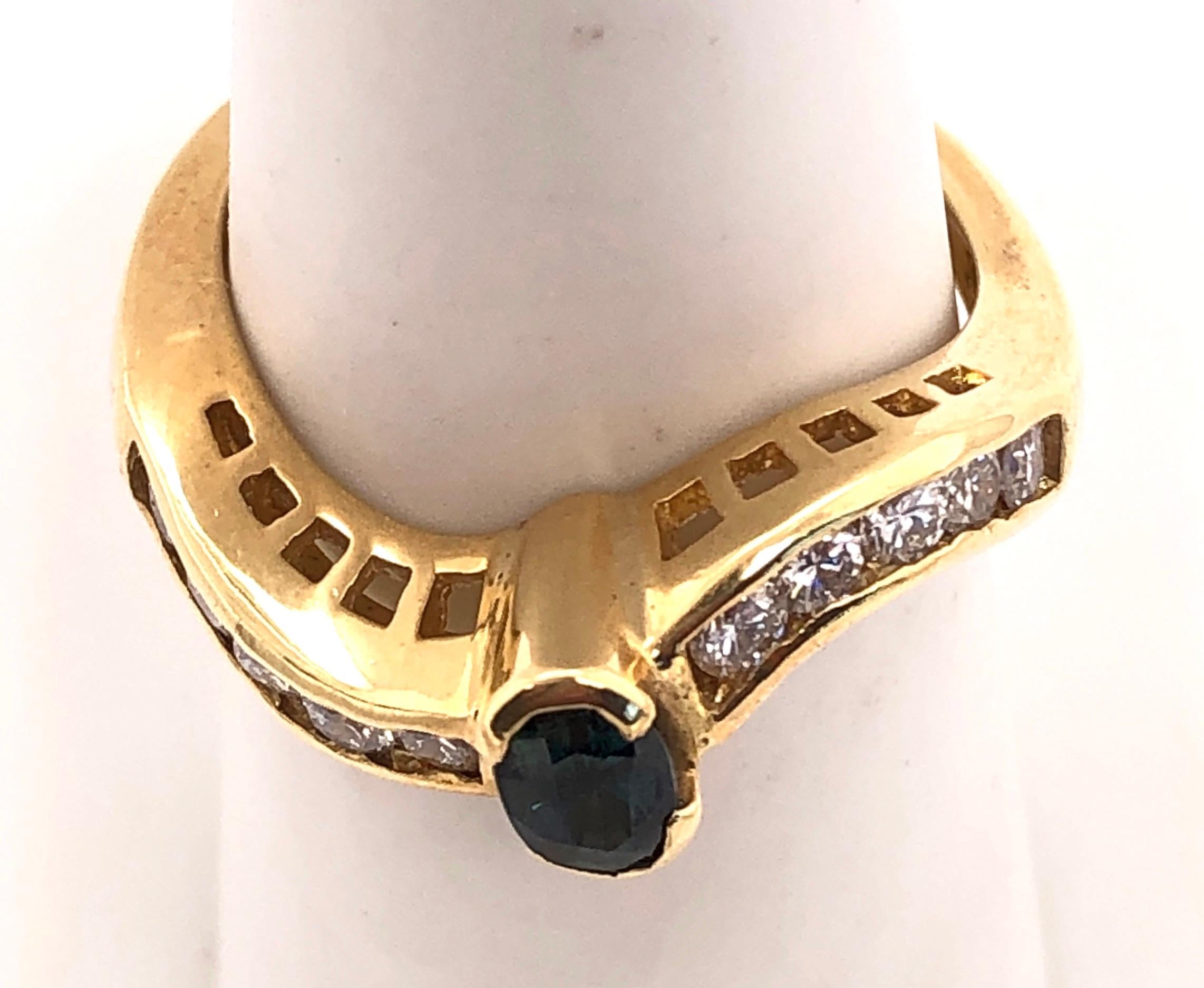 18 Karat Yellow Gold Ring with Sapphire Center and Diamond Accents 0.80 TDW For Sale 3