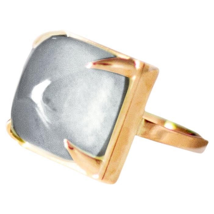 Eighteen Karat Yellow Gold Engagement Ring with Sugarloaf Quartz