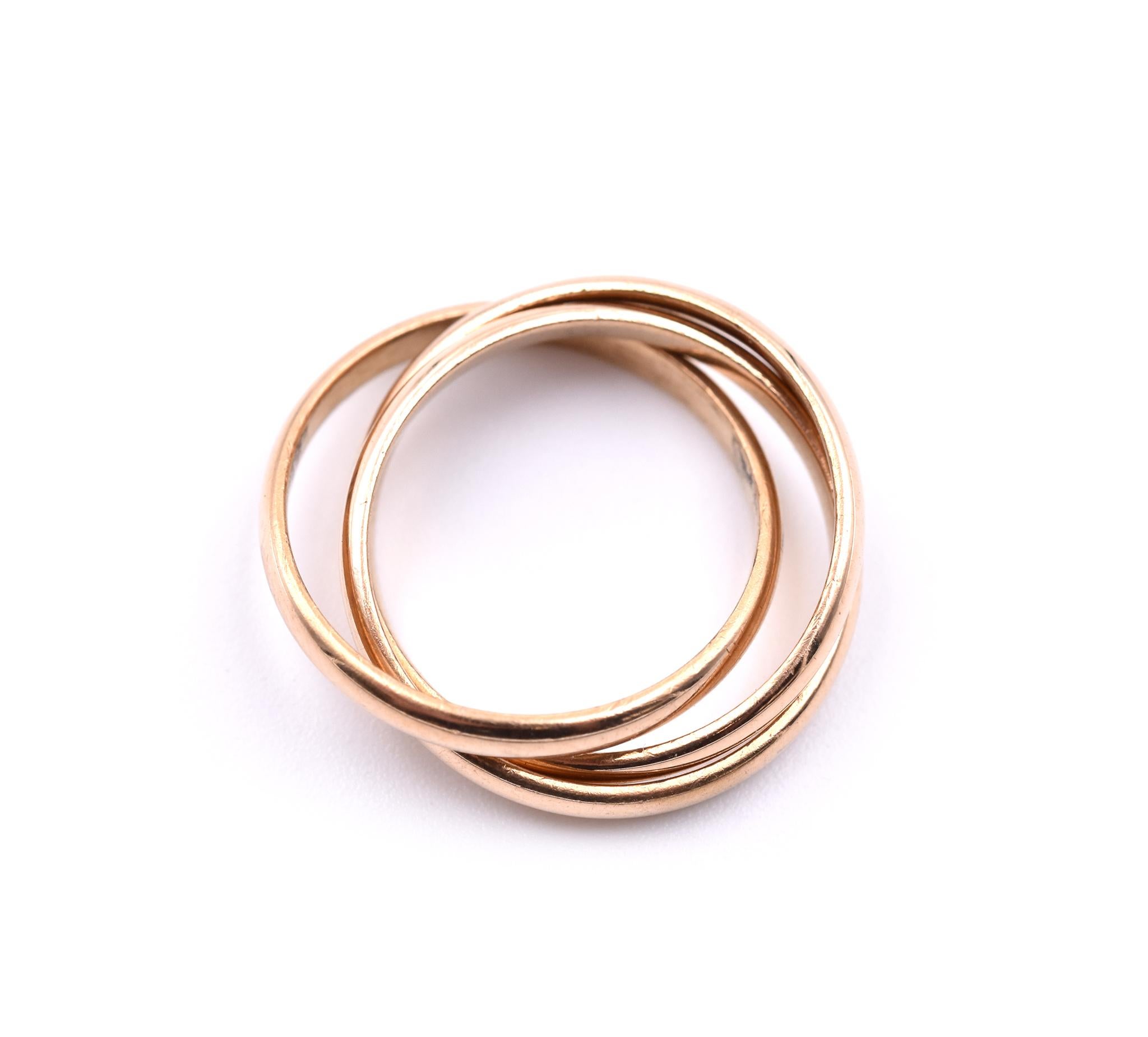 Women's or Men's 18 Karat Yellow Gold Rolling Ring For Sale