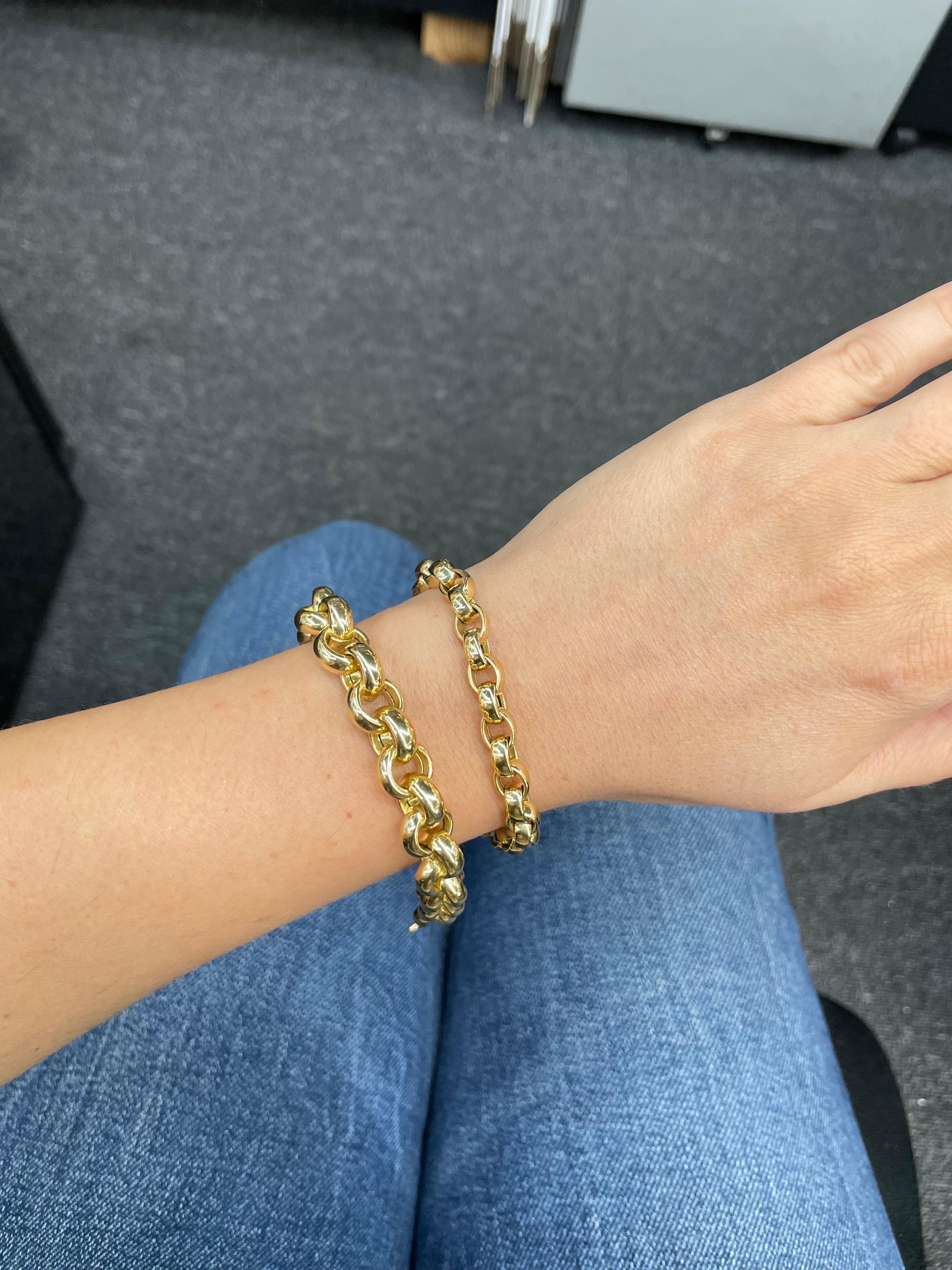 Women's 18 Karat Yellow Gold Rolo Link Bracelet 20.6 Grams Made in Italy