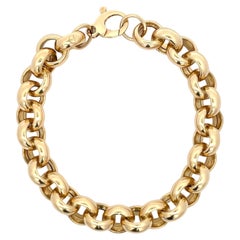 18 Karat Yellow Gold Rolo Link Bracelet 20.6 Grams Made in Italy
