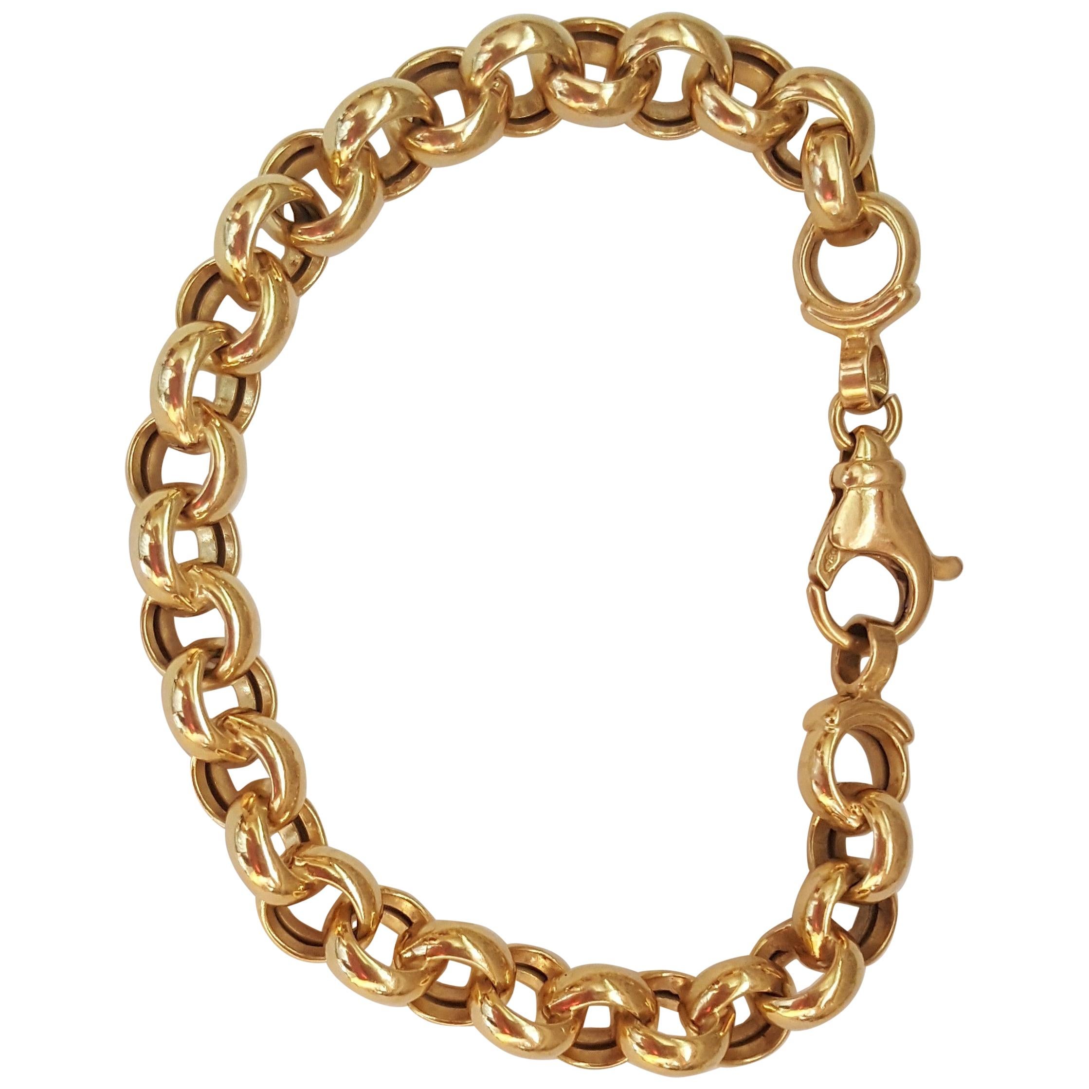 18 Karat Yellow Gold Rolo Link Bracelet, Lobster Clasp, 25.7g, 8.25 Length