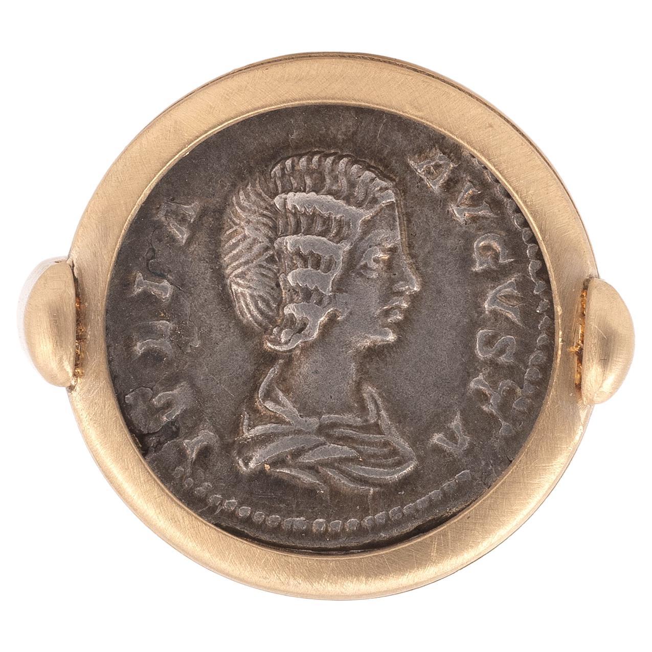 Julia Domna Augusta, CE 193-217 AR denarius, 17 x 19 mm, 2.72 gm Rome mint; struck under Septimius Severus, circa AD 193-196 Obv: IVLIA DOMNA AVG; draped bust right Rev: VENERI VICTR; Venus standing right, back facing, leaning upon column to left,