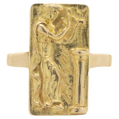 18 Karat Yellow Gold Roman Statue Ring
