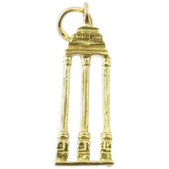 18 Karat Yellow Gold Roman Temple of Castor and Pollux Charm