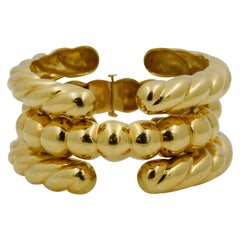 18 Karat Yellow Gold Rope Bar Bracelet