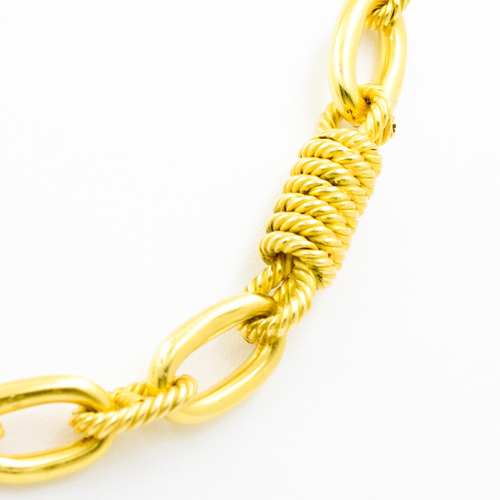 18 Karat Yellow Gold Rope Link Chain Necklace 1