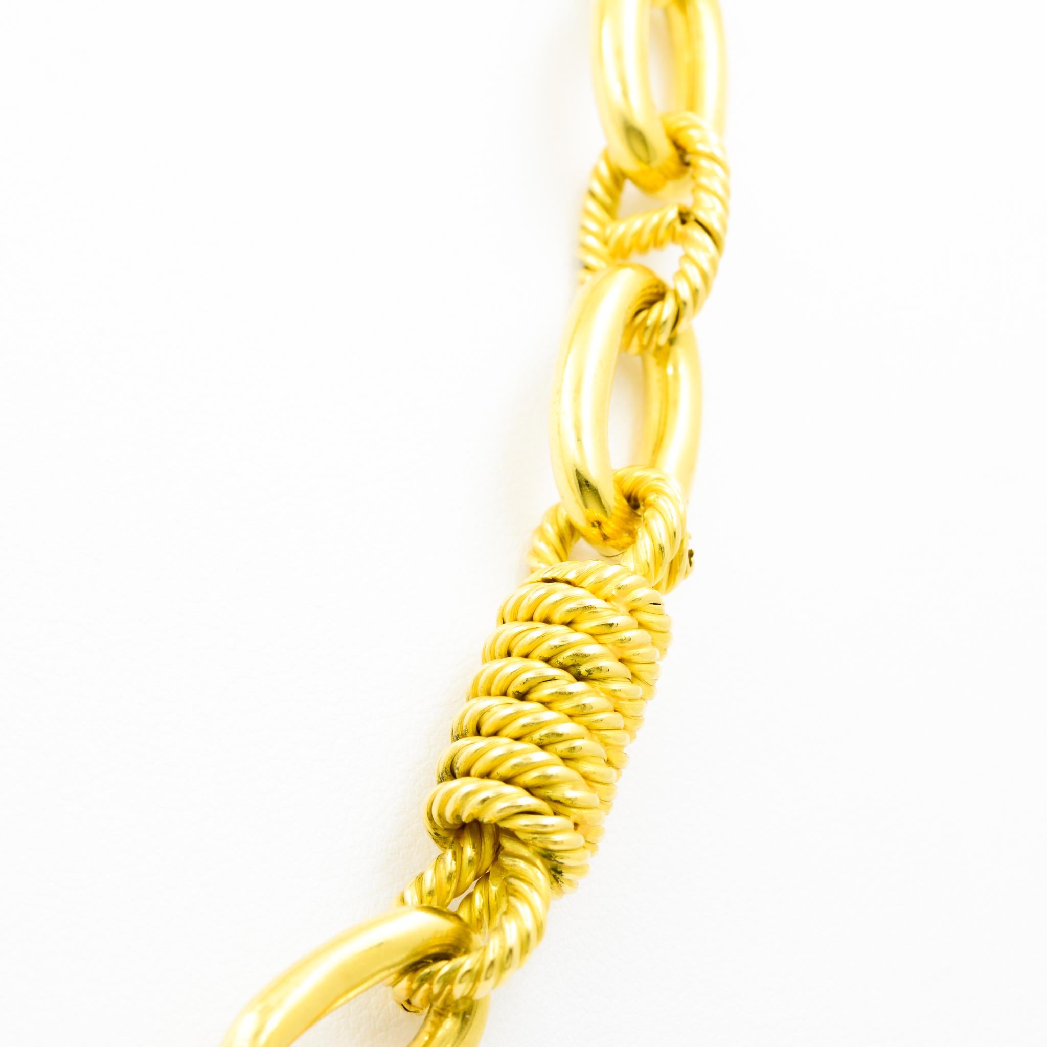18 Karat Yellow Gold Rope Link Chain Necklace 2