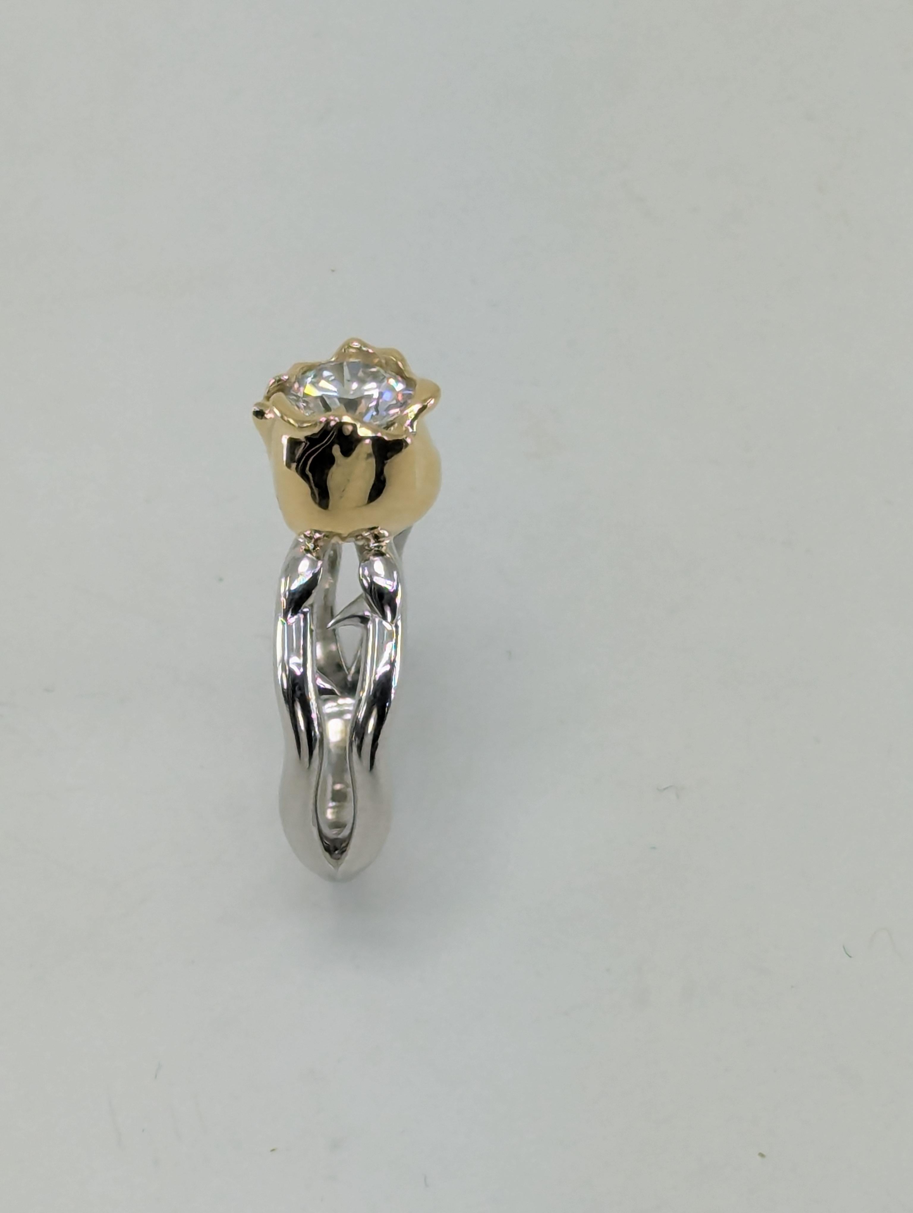 For Sale:  18 Karat Yellow Gold Rose and Platinum GIA Diamond Engagement Ring 8