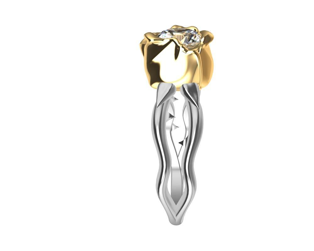 For Sale:  18 Karat Yellow Gold Rose and Platinum GIA Diamond Engagement Ring 3