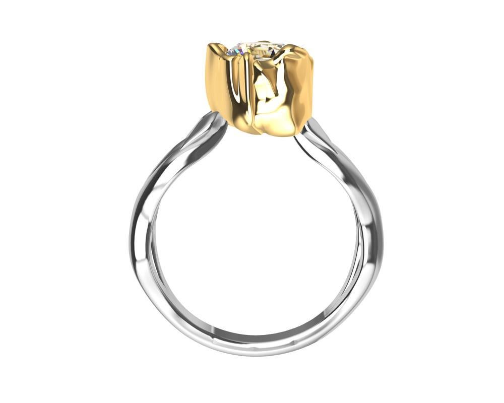 For Sale:  18 Karat Yellow Gold Rose and Platinum GIA Diamond Engagement Ring 5
