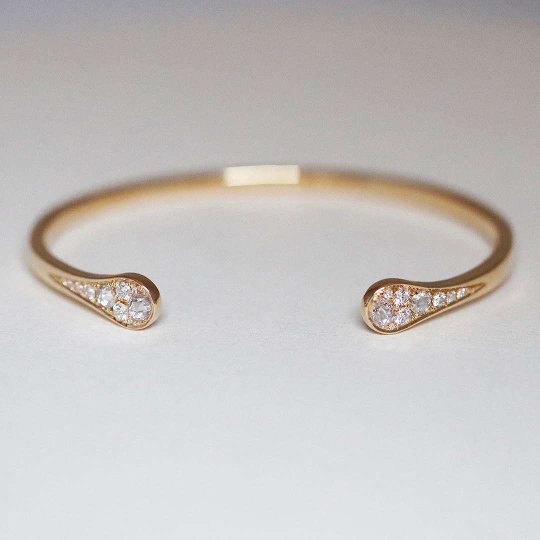 Bracelet manchette en or jaune 18 carats diamants taillés en rose diamants taillés en brillant Pour femmes en vente